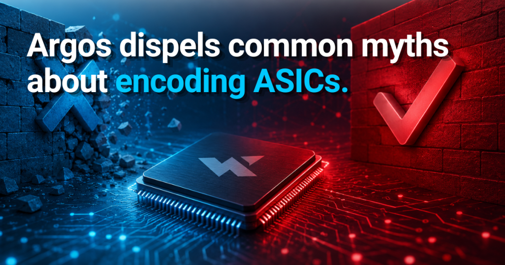 Processor breaking through barriers with contrasting colors, symbolizing debunking ASIC myths.