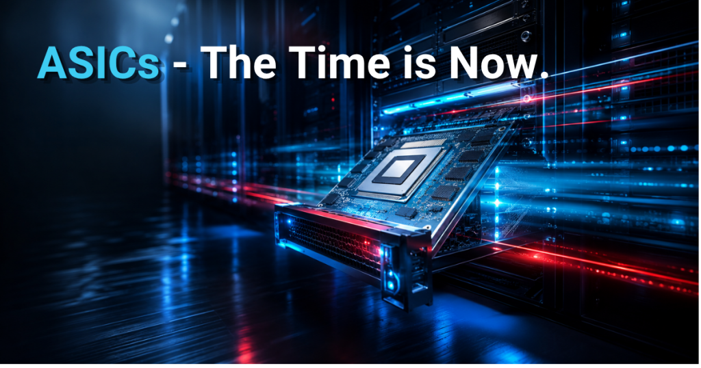 Advanced hardware accelerator in a data center, highlighting adoption of ASIC technology.