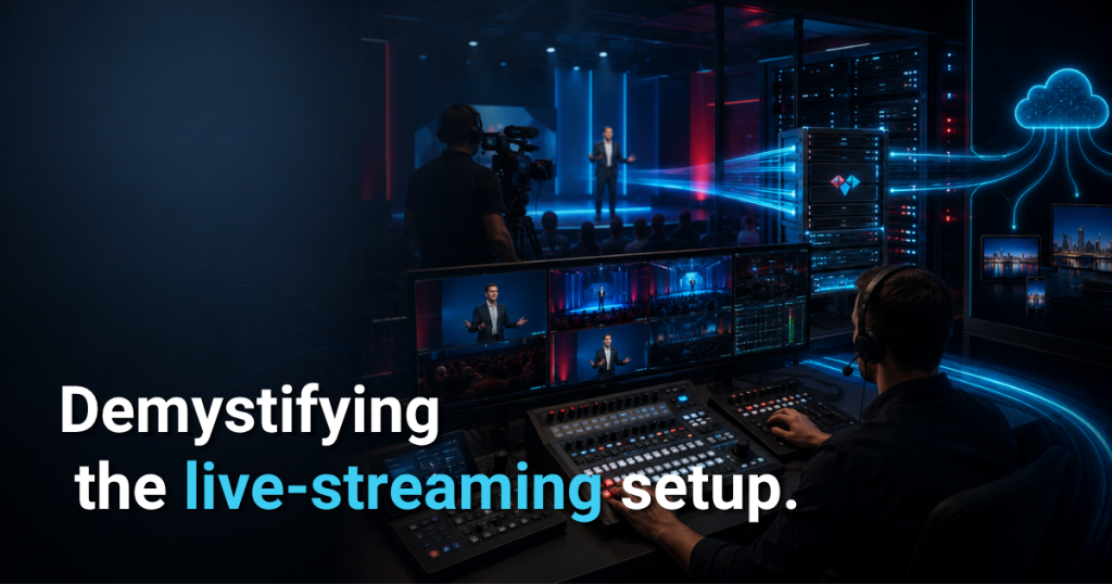 Live production control room managing multiple feeds.