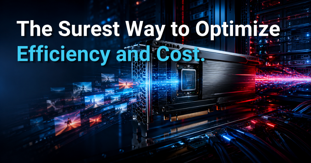 Video processing card handling multiple streams, illustrating cost and efficiency gains.