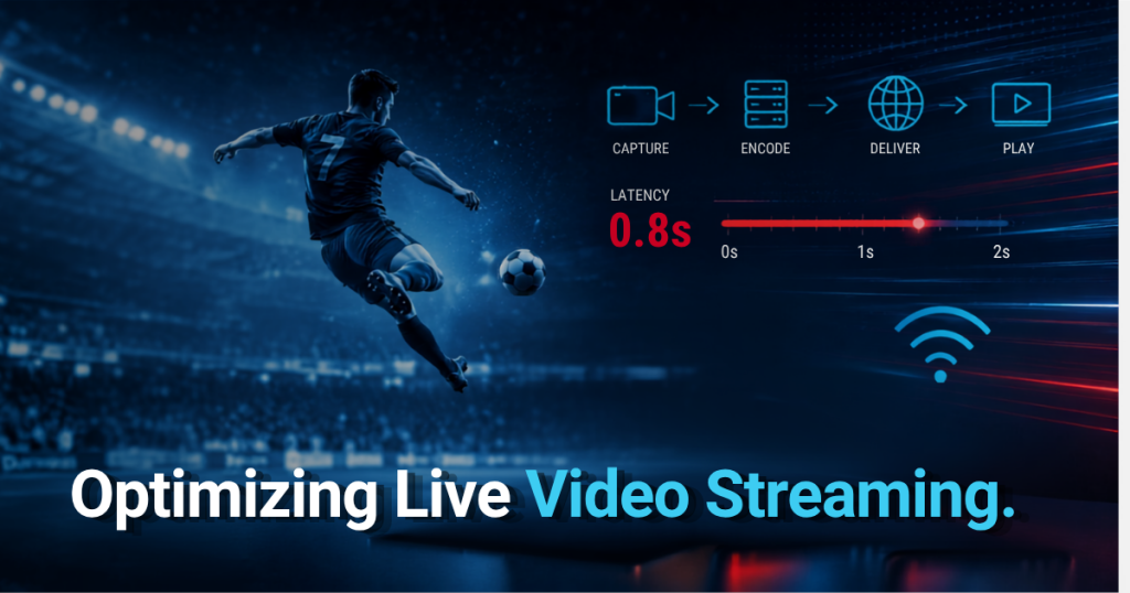 Live sports streaming with low latency metrics and real-time video delivery pipeline