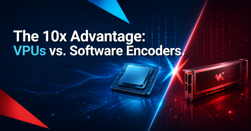 Comparison between VPU hardware and software encoding performance showing efficiency gains
