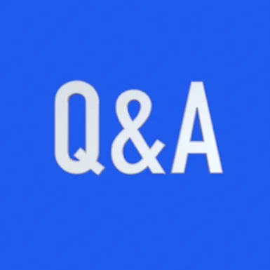Q&A banner: white 'Q&A' text on a blue background, signaling a question-and-answer section.