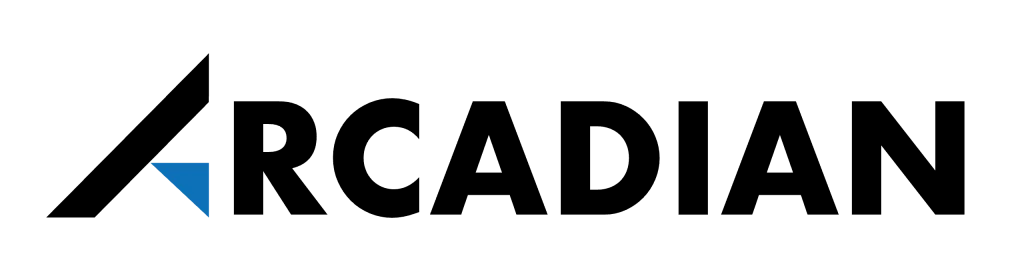 Small blue right-triangle logo in the lower-left corner on a black background
