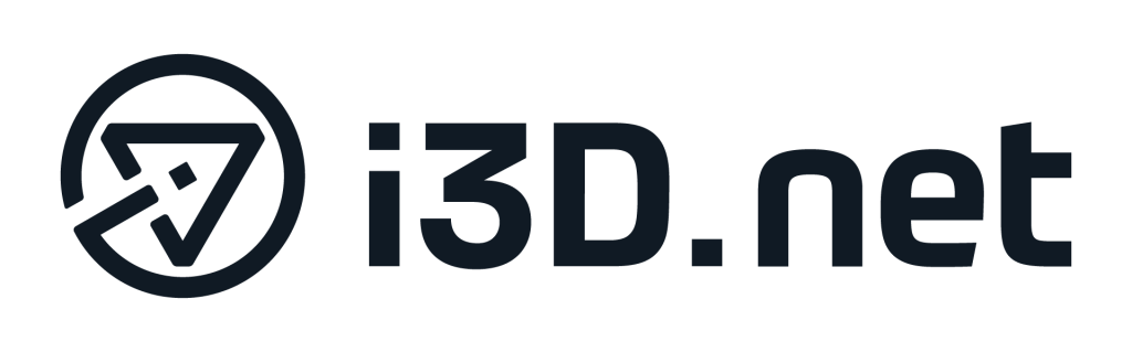 i3D.net logo: dark blue wordmark with circular paper-plane icon on the left