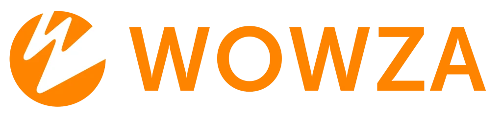 WOWZA logo: orange circular emblem with white abstract mark next to the orange word WOWZA